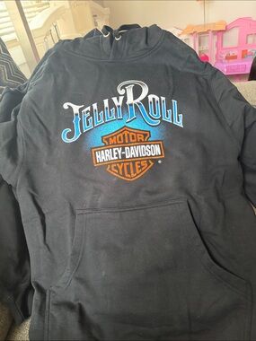 Harley-Davidson Kids Black Hoodie with Blue and Orange Jelly Roll Logo
